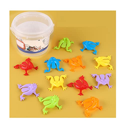VGEBY Frosch-Sprungspielzeug, 12-teiliges Spring-Frosch-Spielzeug-Set für Kinder, Buntes Fingerdrücken, Springende Frösche mit Eimer, Kinder-Hüpfspielzeug-Set, Geeignet für (Fassbar) von VGEBY