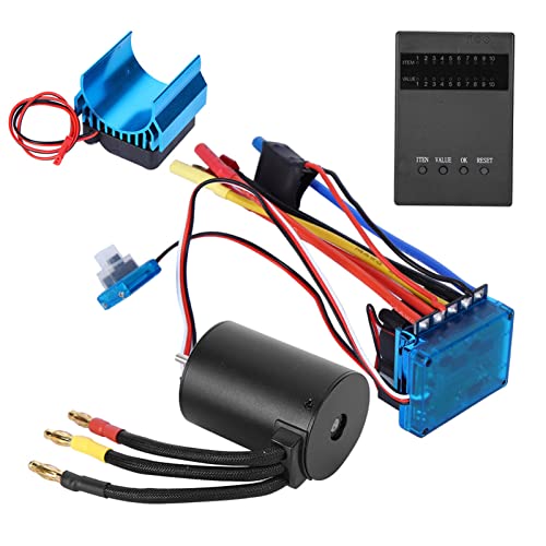 VGEBY Kombination ESC RC Motor, 3650 3900KV Motor + ESC bürstenlos + Kühlkörper + Satz Programmkarten Zubehör kompatibel mit Auto RC (120A) von VGEBY