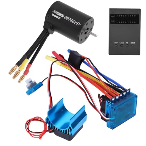 VGEBY Kombination ESC RC Motor, 3650 3900KV Motor + ESC bürstenlos + Kühlkörper + Satz Programmkarten Zubehör kompatibel mit Auto RC (45A) von VGEBY
