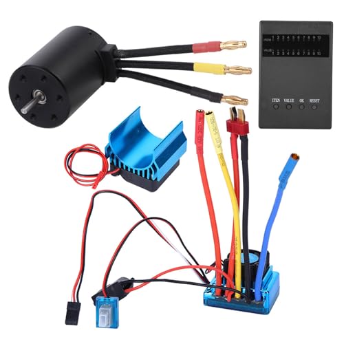 VGEBY Kombination ESC RC Motor, 3650 3900KV Motor + ESC bürstenlos + Kühlkörper + Satz Programmkarten Zubehör kompatibel mit Auto RC (80A) von VGEBY