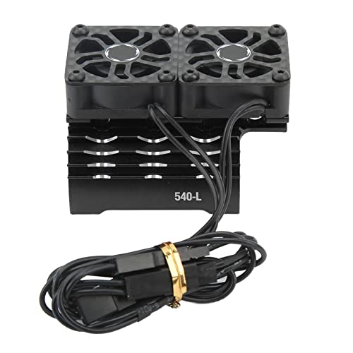 VGEBY Kühlkörper für RC-Motorlüfter, 36 Mm, 28000 U/min, 8,4 V, Bürstenloser RC-Car-Motorkühlkörper mit Dual-Lüfter-Abdeckung für 540 550 Motor (Black) von VGEBY