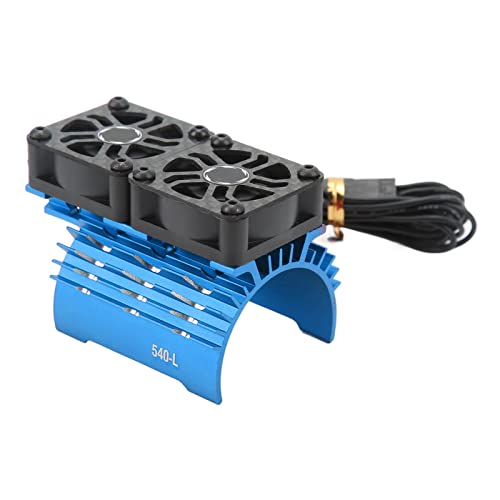 VGEBY Kühlkörper für RC-Motorlüfter, 36 Mm, 28000 U/min, 8,4 V, Bürstenloser RC-Car-Motorkühlkörper mit Dual-Lüfter-Abdeckung für 540 550 Motor (Blue) von VGEBY