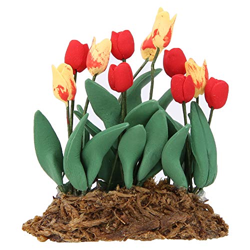 VGEBY Miniatur-Blumen-Bonsai, 1:12 Miniatur-Puppenhaus-Blumen-Tulpen-Dekoration Gartenzimmer-Dekorationszubehör Puppen & Plüschtiere von VGEBY