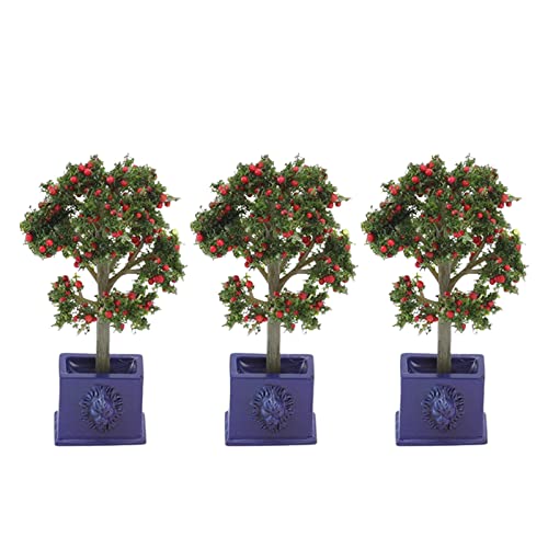 VGEBY Puppenhaus-Obstbäume 3PCS Miniatur-Puppenhaus-Pflanzen Künstlicher Obstbaum-Modell für Puppenhaus-Dekoration im Maßstab 1:12 von VGEBY