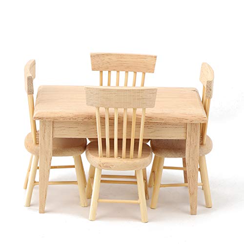 Puppenhaus Schreibtischstuhl Set, 1:12 Puppenhaus Miniatur Simulierter Schreibtischstuhl Mini Möbel Modell Spielzeug Zubehör(Tisch- und Stuhlgarnitur) Puppen & Plüschtiere von VGEBY