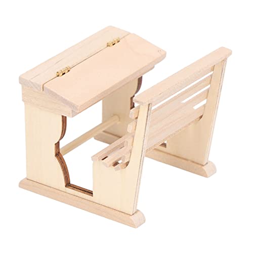VGEBY Puppenhaus-Schultisch, Puppenhaus-Miniatur-Schultisch Im Maßstab 1:12, Winziger Klassenzimmer-Schreibtischstuhl aus Birkenholz, Aufklappbarer Tisch, Möbel, Puppenhaus-Zubehör VGEBY Puppenhaus-Schultisch, Puppenhaus-Miniatur-Schultisch Im Maßstab 1:12, Winziger Klassenzimmer-Schreibtischstuhl aus Birkenholz, Aufklappbarer Tisch, Möbel, Puppenhaus-Zubehör von VGEBY