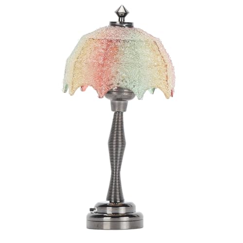 VGEBY Puppenhaus-Stehlampe, Miniatur-Farbpartikel-Lampenschirm, Puppenhaus-LED-Lichtmöbel für Puppenhaus Im Maßstab 1:12 von VGEBY
