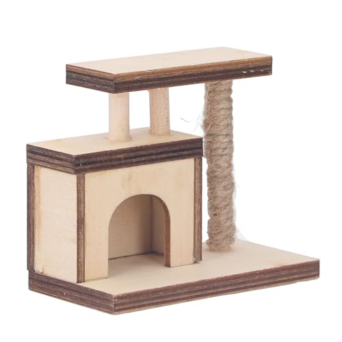 VGEBY Puppenhausmöbel, Katzenbaum, Mini-Katzen-Klettergerüst, Modell, DIY-Miniaturspielzeug für 1/12 Puppenhaus (Stil 1 (ca. 6,5 x 5,5 x 3,5 cm/2,56 x 2,17 x 1,37) von VGEBY