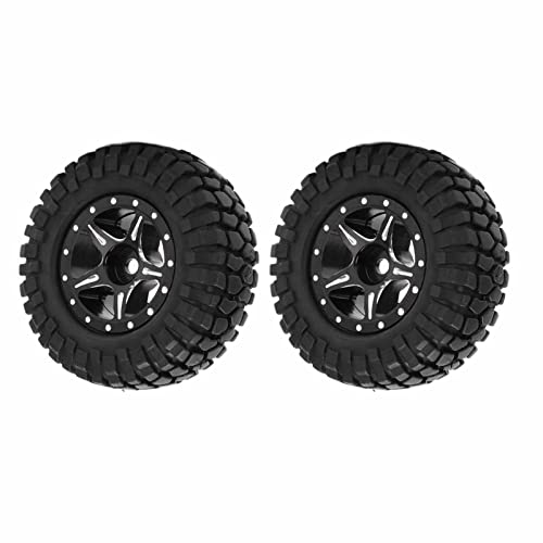 VGEBY RC-Autoreifen, 2 Stück RC-Gummireifen mit Felgen aus Aluminiumlegierung, RC-Crawler-Auto-Upgrade-Teile für Axial SCX24 AXI00001 1/24 RC-Crawler-Auto (Black) von VGEBY