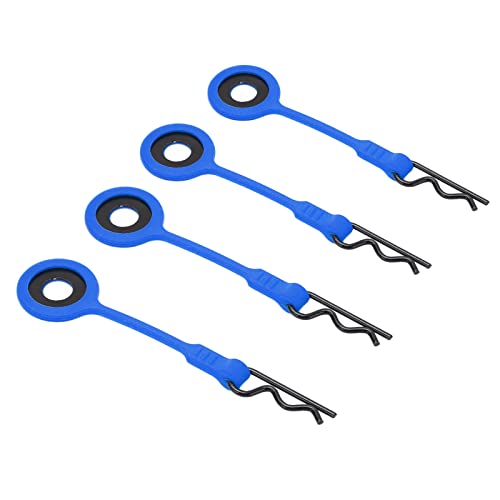 VGEBY RC Karosserie Clips Pins, 4PCS RC Karosserie Clips Pins RC Auto Shell Body Feste Clips Halter Silikon Metall Universal für 1/10 Modellauto(Dunkelblau) Automodell Spielzeug von VGEBY