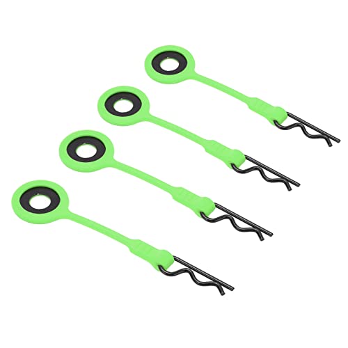 VGEBY RC Karosserie Clips Pins, 4PCS RC Karosserie Clips Pins RC Auto Shell Body Feste Clips Halter Silikon Metall Universal für 1/10 Modellauto(Grün) Automodell Spielzeug von VGEBY