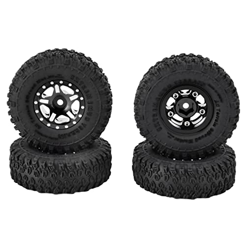 VGEBY RC Raupenreifen, 4 Stück 1 Zoll Gummireifen Aluminiumfelgen Geeignet Für Axial SCX24 90081 AXI00001 AXI00002 1/24 Kettenwagen (Schwarz) von VGEBY