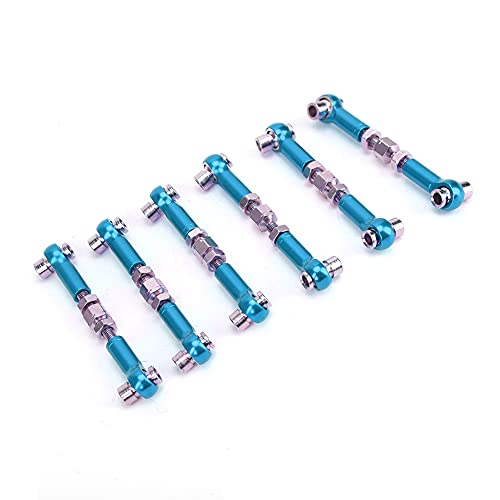 VGEBY RC-Spurstangen-Set, 6-teilig, Verstellbar, RC-Car-Servoverbindungen, Spurstangen-Set, Aluminiumlegierung, RC-Car-Gestänge-Set für RC-Car 1/10 Touring Car (hellblau) von VGEBY