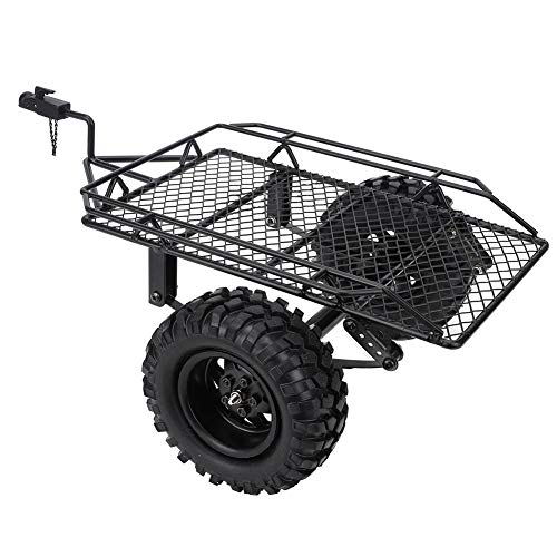 VGEBY RC Trailer, 1/10 DIY Teile Metall Trail Auto Anhänger Zubehör RC Schaufel Anhänger Simulation Schleppwagen Anhänger Auto Go Carrier Metal Kit(Schwarz) von VGEBY