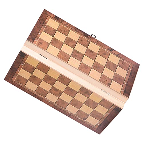 VGEBY Schachspiel aus Holz, tragbar, zusammenklappbar, 3-in-1, Schachspiel für Partys und Familienaktivitäten (29 x 29 cm) von VGEBY