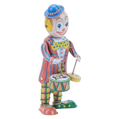 VGEBY Tisch-Clown-Spielzeug, Aufzieh-Clown aus Weißblech, Retro-Uhrwerk-Clown-Schlagzeuger-Figur, Vintage-Clown-Spielzeug für Kinder, Desktop-Ornament, Party-Geschenk von VGEBY