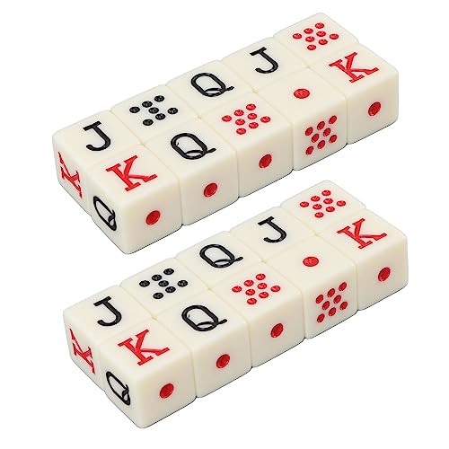 Würfelset, 20-teilig, Spanische Pokerwürfel, Tragbar, Standard, 6-seitig, Quadratisch, JQK-Würfel, Kunststoff, Tischspiel, Würfelset, Geeignet für Brettspiele, Tischspiele und von VGEBY