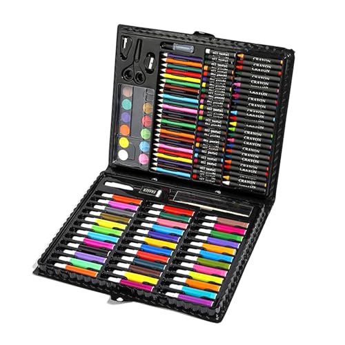 VGEBY Zeichenset, 150-teiliges Zeichen- und Malset, Aquarellstift-Set, Bleistift, Buntstifte, Künstlerbedarf für Studenten (Black) von VGEBY