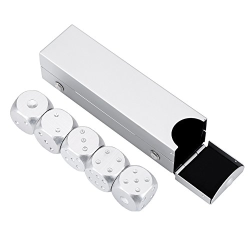 VGEBY Würfel Box Set mit 5 Stücke, Spielwürfel Tisch Poker Spiel Set Unterhaltung Spielzeug Würfel Weihnachtsfeier Geschenke(Quader-Silber) von VGEBY