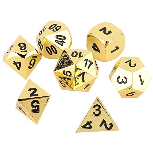 7 Stücke Multi Side Dice, Polyhedral D & D Würfel Set Metall Tisch Spiel Würfel für Party Home KTV(Gold) von VGEBY1
