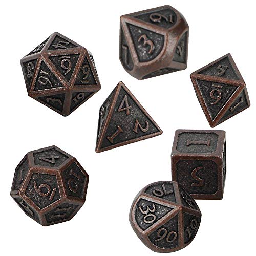VGEBY1 7Pcs Polyhedral Dice, Vintage Metall Mehrfachseiten DND RPG Würfel Metall Blume Sharp Dice Set Tischspiel VGEBY1 7Pcs Polyhedral Dice, Vintage Metall Mehrfachseiten DND RPG Würfel Metall Blume Sharp Dice Set Tischspiel von VGEBY1