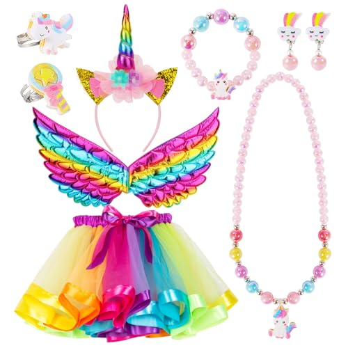 VGMANNTA 9 Stück Einhorn Kostüm Kinder Prinzessin Kostüm Mädchen tütü Kinder Einhorn Tüllrock Mädchen Einhorn Haarreif Kinder kinderschmuck für Unicorn Cosplay Halloween Karneval 3-10 Jahre-R VGMANNTA 9 Stück Einhorn Kostüm Kinder Prinzessin Kostüm Mädchen tütü Kinder Einhorn Tüllrock Mädchen Einhorn Haarreif Kinder kinderschmuck für Unicorn Cosplay Halloween Karneval 3-10 Jahre-R von VGMANNTA