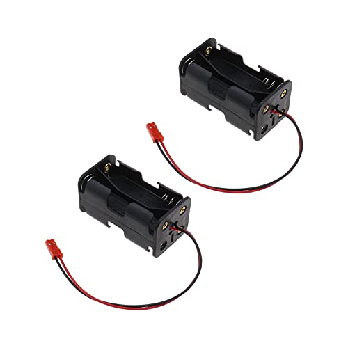 VGOL 2 STÜCKE Batteriehalter Kunststoff Aufbewahrungsbox Pack Empfängerkoffer 4 x AA Batterieeinsatz Fach Container 6V mit 2 Pin JST Stecker für RC Auto Flugzeuge von VGOL