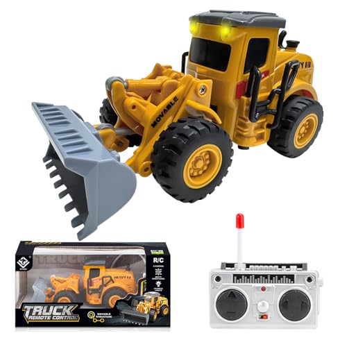 VGSAPRLEY Ferngesteuerter Bagger mit LED-Beleuchtung, Bewegliche Teile, Allrad-Reifen, Spielzeugbaufahrzeug für Kinder ab 3 Jahre VG01 (Bulldozer) von VGSAPRLEY
