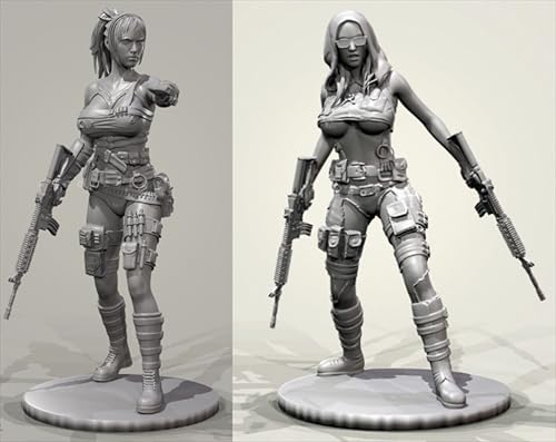 VHGHHVEJ 1/35 Sci-Fi Agent Weiblicher Soldat Resin Modellbausatz Unbemalt und unmontiert Soldat Resin Modellbausatz (2 Personen) //F9G1O2 von VHGHHVEJ