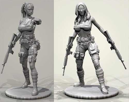 VHGHHVEJ 1/35 Sci-Fi Agentin Soldatin Resin Modell bausatz Unbemalt und unmontiert Soldatin Resin Modellbausatz (2 Figuren) // J9M4O2 von VHGHHVEJ