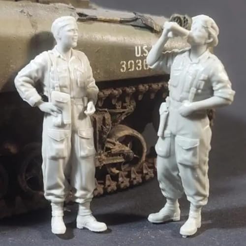 VHGHHVEJ 1/35 WWII Panzersoldat Resin Modell bausatz Unbemalt und unmontiert Soldat Resin Modellbausatz (2 Mann, ohne Panzer) //F9G3O5 von VHGHHVEJ