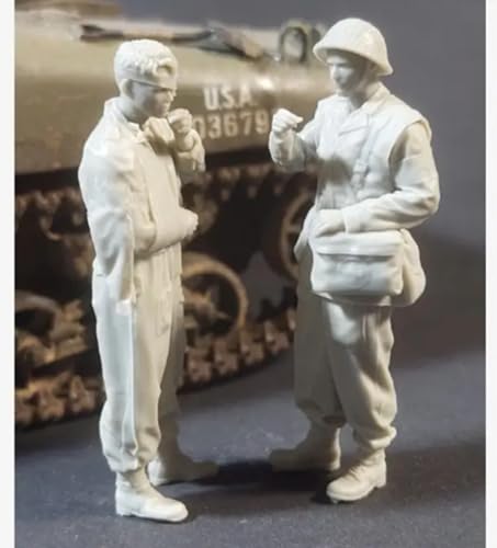 VHGHHVEJ 1/35 WWII Panzersoldat Resin Modell bausatz Unbemalt und unmontiert Soldat Resin Modellbausatz (2 Mann, ohne Panzer) //F9G3O6 von VHGHHVEJ
