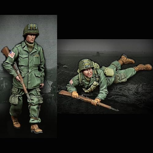 VHGHHVEJ 1/35 WWII US Soldier Resin Soldier Model Kit Unbemalt und unmontiert Figur Resin Model Kit (2 Personen) // L9e4Z5 von VHGHHVEJ