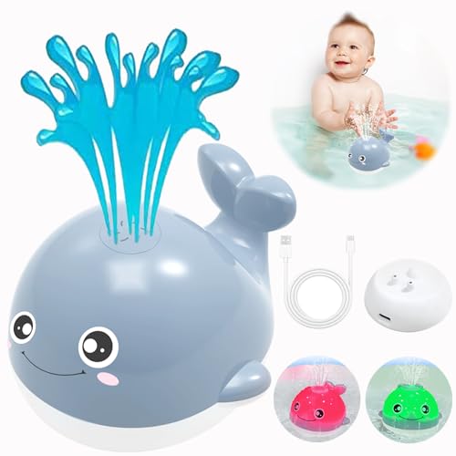 VI AI 2023 neue Upgrad Baby Bad Spielzeug, Wiederaufladbare Baby Licht Up Badewanne Spielzeug, LED Licht Up Sprinkler Spielzeug, IPX7 Wasserdicht Wal Wasser Sprinkler Pool Spielzeug, TY001 von VI AI