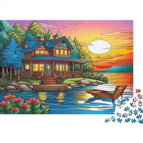 Canoe Lake Puzzle 1000 Teile Puzzles Für Erwachsene Lernspiel Herausforderungsspielzeug 1000-teilige Puzzlespiel Für Erwachsene Kinder Puzzel 1000pcs (75x50cm) von VIAGECSKE