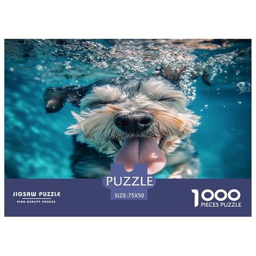 Schnauzer 1000 Stück Puzzles Für Erwachsene Teenager Stress Abbauen Familien-Puzzlespiel 1000-teiliges Puzzle Kinder Lernspiel Spielzeug Geschenk Puzzel 1000pcs (75x50cm) von VIAGECSKE