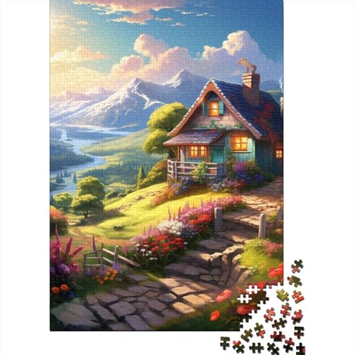 Süße Landschaft Puzzle 1000 Teile Schwer Puzzle Spielzeug Lernspiel Impossible Herausforderung Spielzeug Für Erwachsene Und Kinder Ab 12 Jahren 1000pcs (75x50cm) von VIAGECSKE