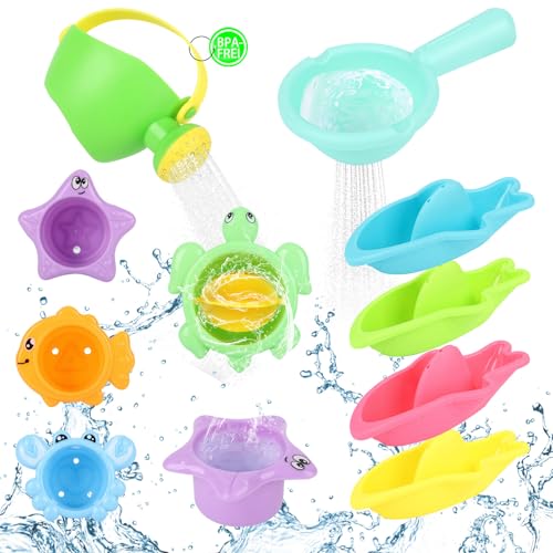 Badespielzeug Baby ab 1 2 3 4 Jahre, Schimmelfreies Badewannenspielzeug aus Weichem BPA-Freiem Material, Wasserspielzeug für Pool, Strand & Sandkasten, Geschenk für Jungen & Mädchen (10-Teiliges ) Badespielzeug Baby ab 1 2 3 4 Jahre, Schimmelfreies Badewannenspielzeug aus Weichem BPA-Freiem Material, Wasserspielzeug für Pool, Strand & Sandkasten, Geschenk für Jungen & Mädchen (10-Teiliges ) von VIBINHO
