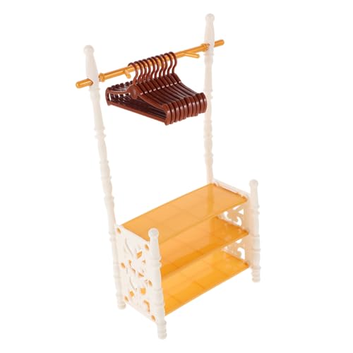 1 Satz Dollhouse Kleiderständer Eleganter Puppenschrank mit Hängern und Vielseitiger Funktionalität für Puppenbekleidung und Spielzeugzubehör für Kreatives und Stilvolle von VICASKY