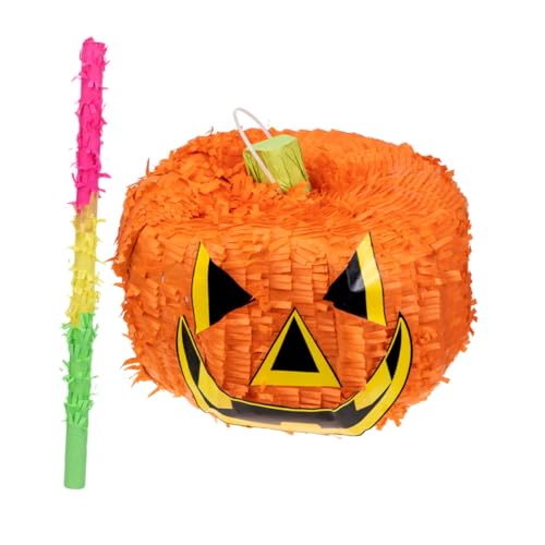 1 Satz Kürbis Piñata mit Stock für Halloween Partyspiele Mit Süßigkeiten Gefüllte Kürbisform Piñata Deko für Kinderfeste und Halloween Feiern 1 Satz Kürbis Piñata mit Stock für Halloween Partyspiele Mit Süßigkeiten Gefüllte Kürbisform Piñata Deko für Kinderfeste und Halloween Feiern von VICASKY