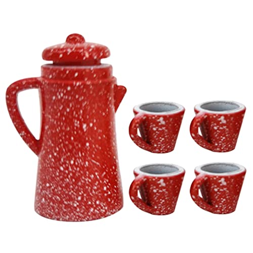 VICASKY 5pc Puppenhaus Miniatur Tee-Set Pretend Spielen Tee Topf Tassen Modelle Fee Teestube von VICASKY