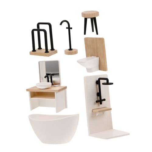 VICASKY Puppenhaus Badezimmer Möbel 7 Stück Miniaturmöbel Zubehör für Puppenhaus Dekoration Realistische Badewanne Toilette und Waschbecken Spielzeug für Sammler und Kinder VICASKY Puppenhaus Badezimmer Möbel 7 Stück Miniaturmöbel Zubehör für Puppenhaus Dekoration Realistische Badewanne Toilette und Waschbecken Spielzeug für Sammler und Kinder von VICASKY