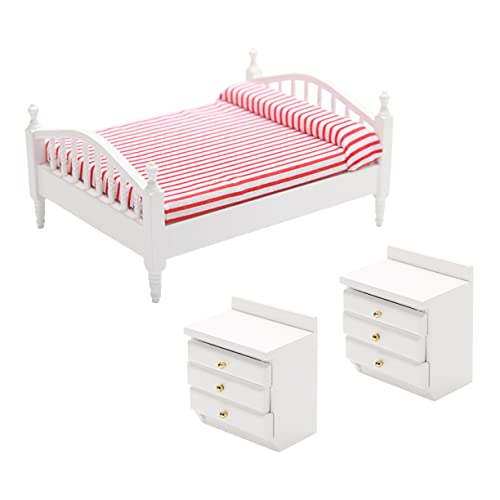 VICASKY Kompaktes Miniatur-puppenhaus-doppelbett Im Maßstab 112 Pädagogisches Kindermöbelspielzeug Aus Holz von VICASKY