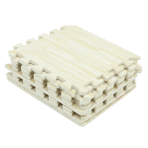 10Stücke Teiliges Krabbel Puzzlematte mit Holzmaserung Sichere Spielmatte für Atmungsaktive Bodenfliesen Krabbeln für Wohnzimmer von VICASKY