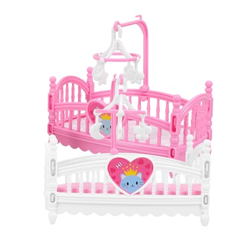 2 Stück Puppenhaus Bett Dekoration Perfektes Zubehör für Schlafzimmer im Puppenhaus Fördert Kreativität und Spielspaß Zufällige Farbe von VICASKY