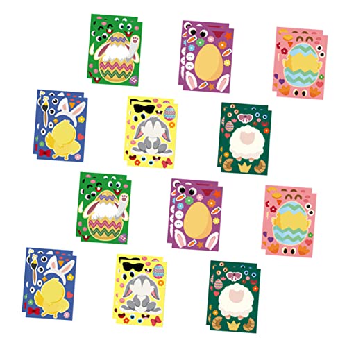 VICASKY 24blätter Easter Puzzle Sticker Für Junge Mädchen Kreative Aufkleber Für Ostern Dekorative Sticker Für Partys Und Spiele Designs Für Geburtstagsfeiern Und Festlichkeiten von VICASKY