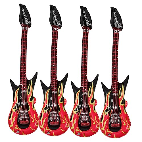 4 Stück Aufblasbare Gitarre Gitarrenspielzeug Groß Aufblasbar Instrumente Aufblasbare E-Gitarre Kinderspielzeug Aufblasbares Mikrofon Für Schwimmbecken Pool Aufblasbar PVC VICASKY von VICASKY