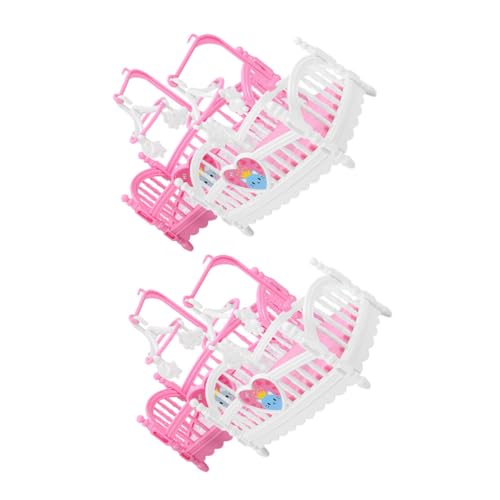 4 Stück Teiliges Mini Crib Möbel für Puppenhaus Elegante Miniaturbetten für Kreative Spielstunden Dekoration von Miniaturszenen von VICASKY
