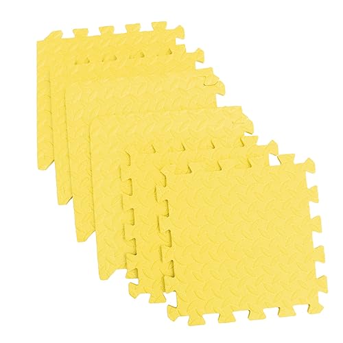 6Stücke Teiliges Eva Puzzle Fliesen mit Blattmaserung rutschfeste Spielmatte für Schadstofffrei Bodenschutzmatte Gelb von VICASKY