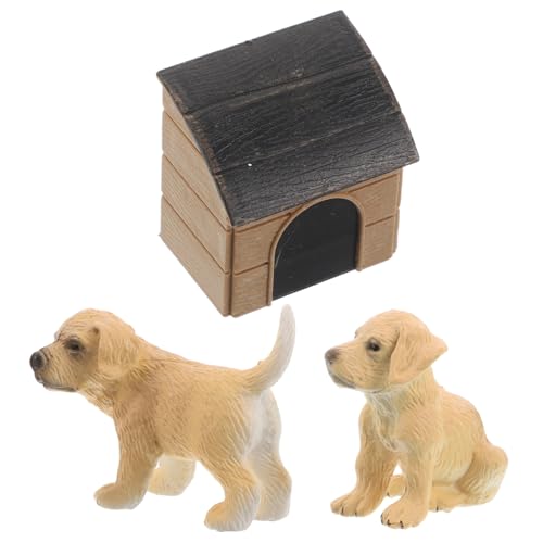 VICASKY Realistische Hundefiguren Spielzeug Set Mit Hundehütte Miniatur-szenen Für Puppenhaus-Dekoration Und Zubehör von VICASKY